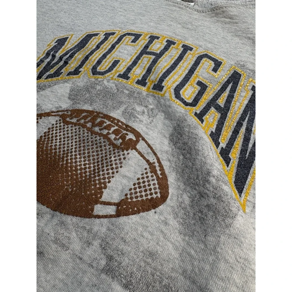 Vintage Michigan Wolverines Football Crewneck Sweatshirt Mens Large Gray 90s USA - Picture 3 of 16